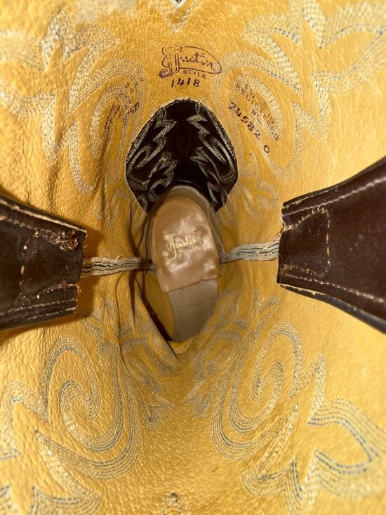Vintage Justin Leather Cowboy Boots 1418 USA Espresso Brown Men 7.5B Women 9 main image 11